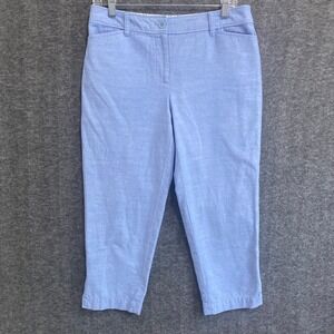 Talbots Perfect‎ Crop Pants Womens 6P Blue Cotton Beach Coastal Vacation Office